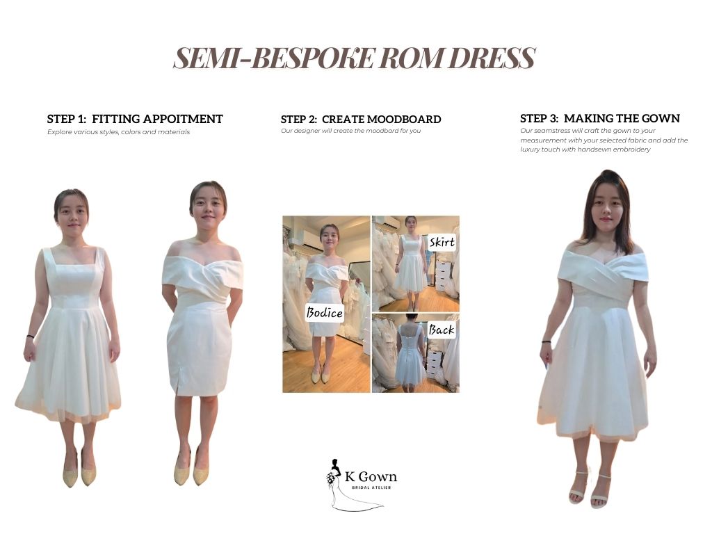 SEMI BESPOKE WEDDING DRESS FOR ROM IN SINGAPORE - SINGAPORE WEDDING GOWN RENTAL - K GOWN